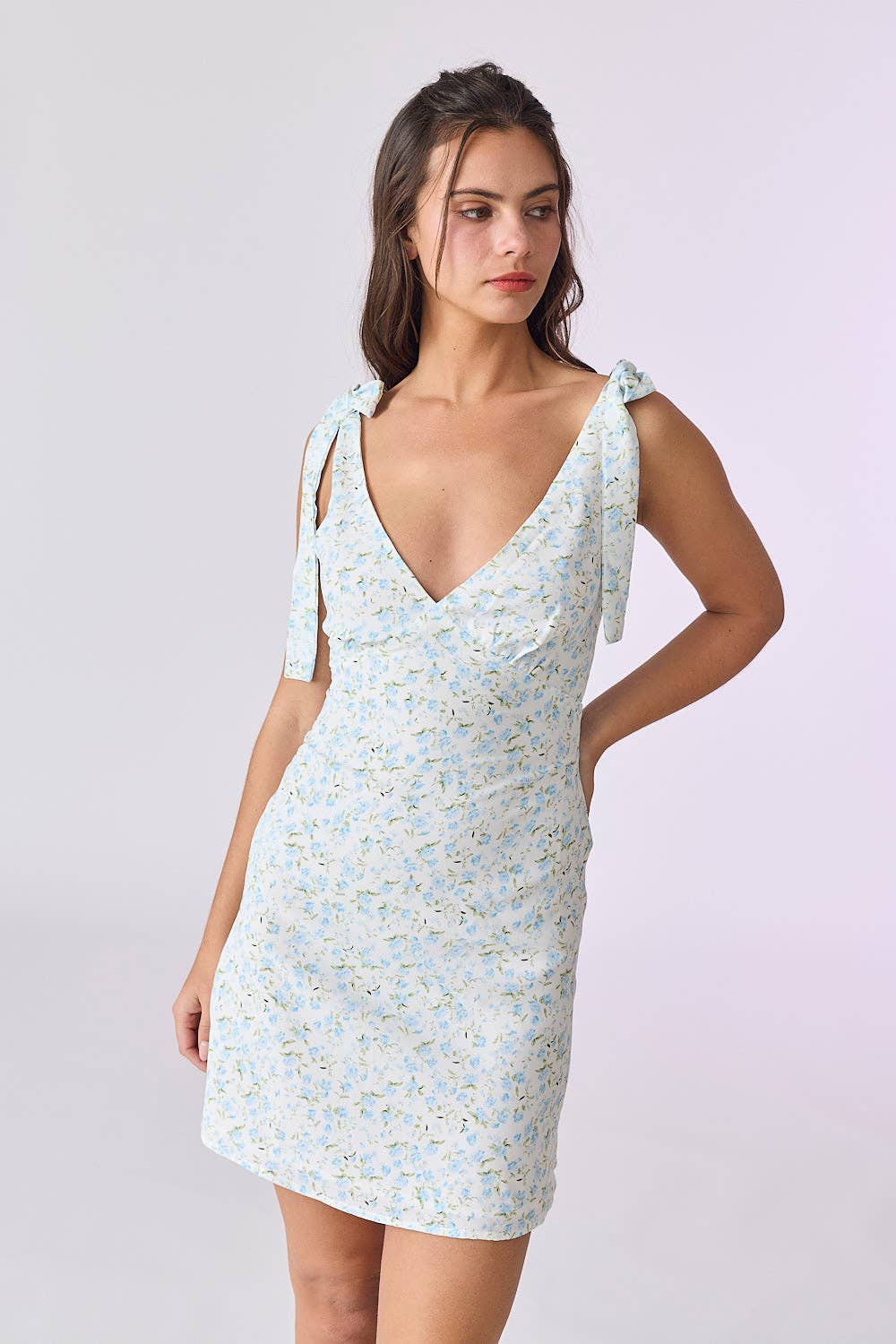 tie shoulder mini dress Sophie Tie-Shoulder Mini Dress L / Blue