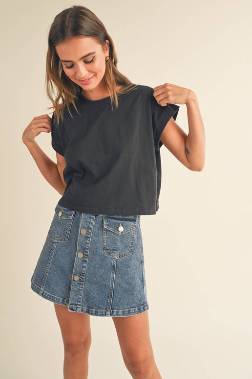 Crystal Cuff Sleeve Tee