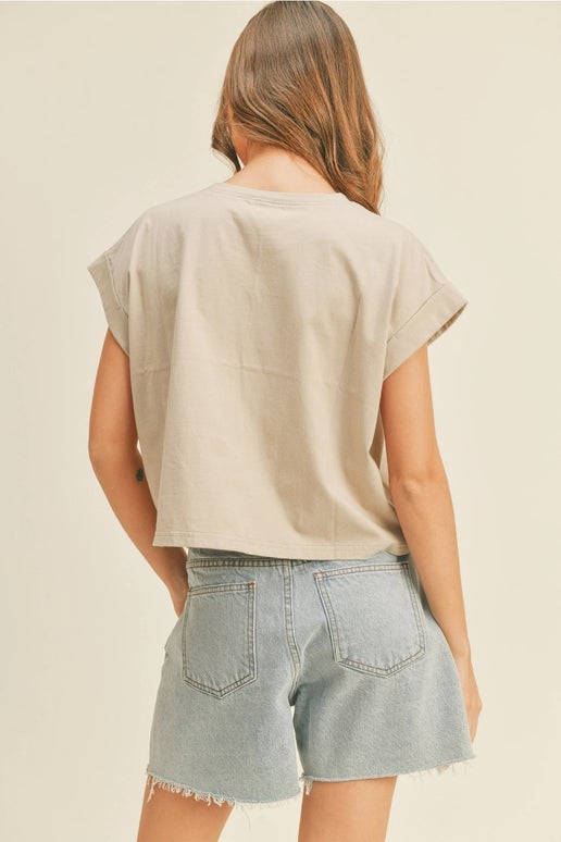 Crystal Cuff Sleeve Tee