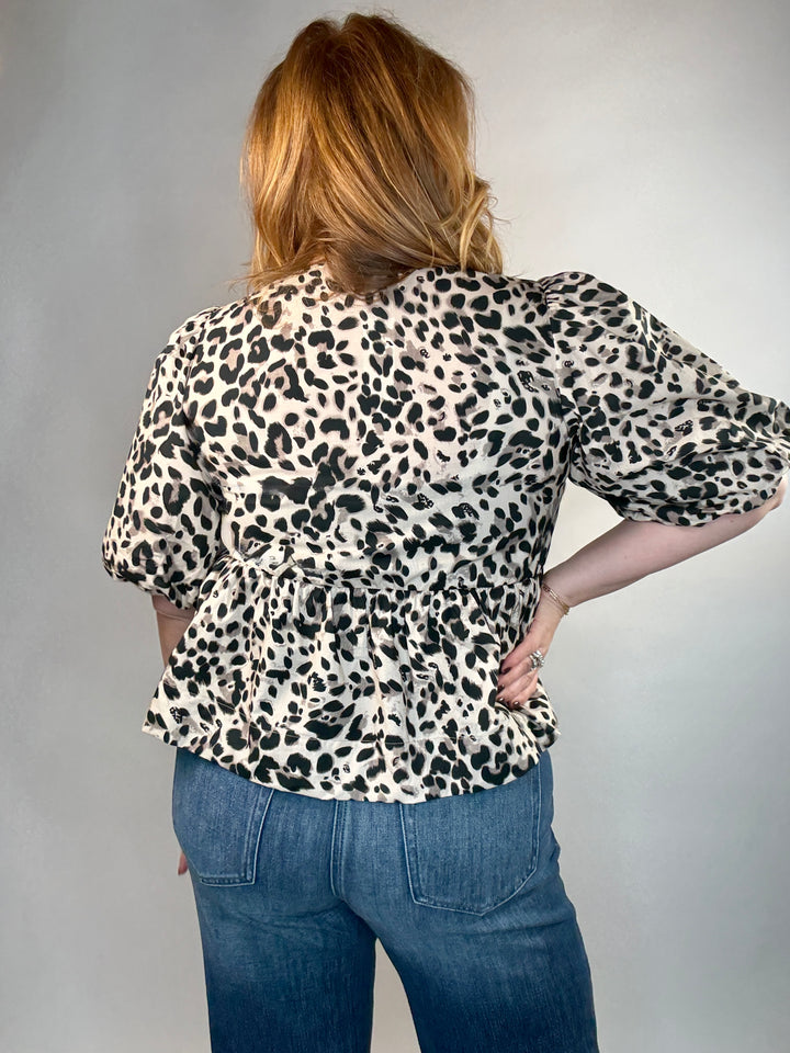 Penelope Leopard Print Tie Front Blouse