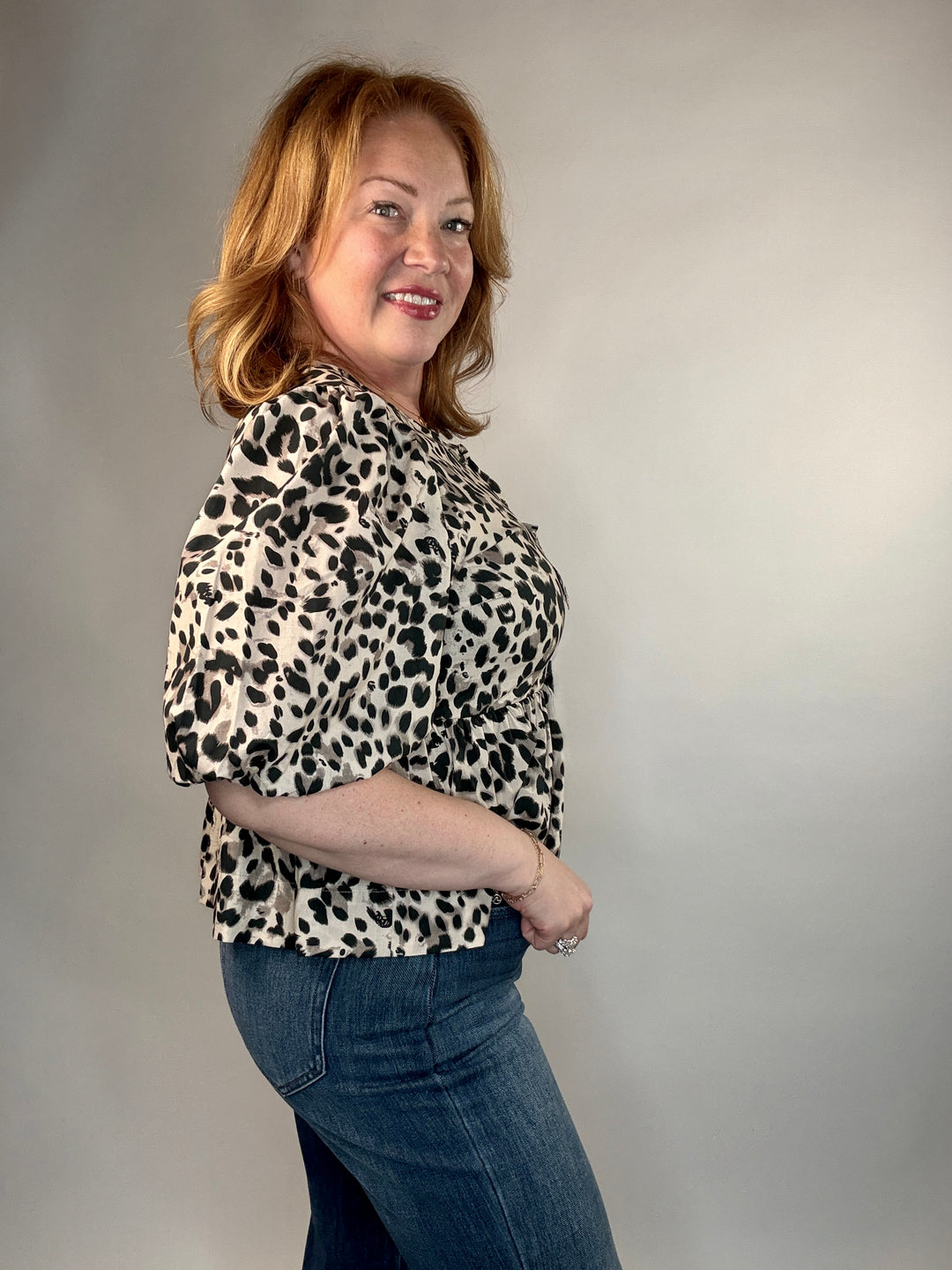 Penelope Leopard Print Tie Front Blouse