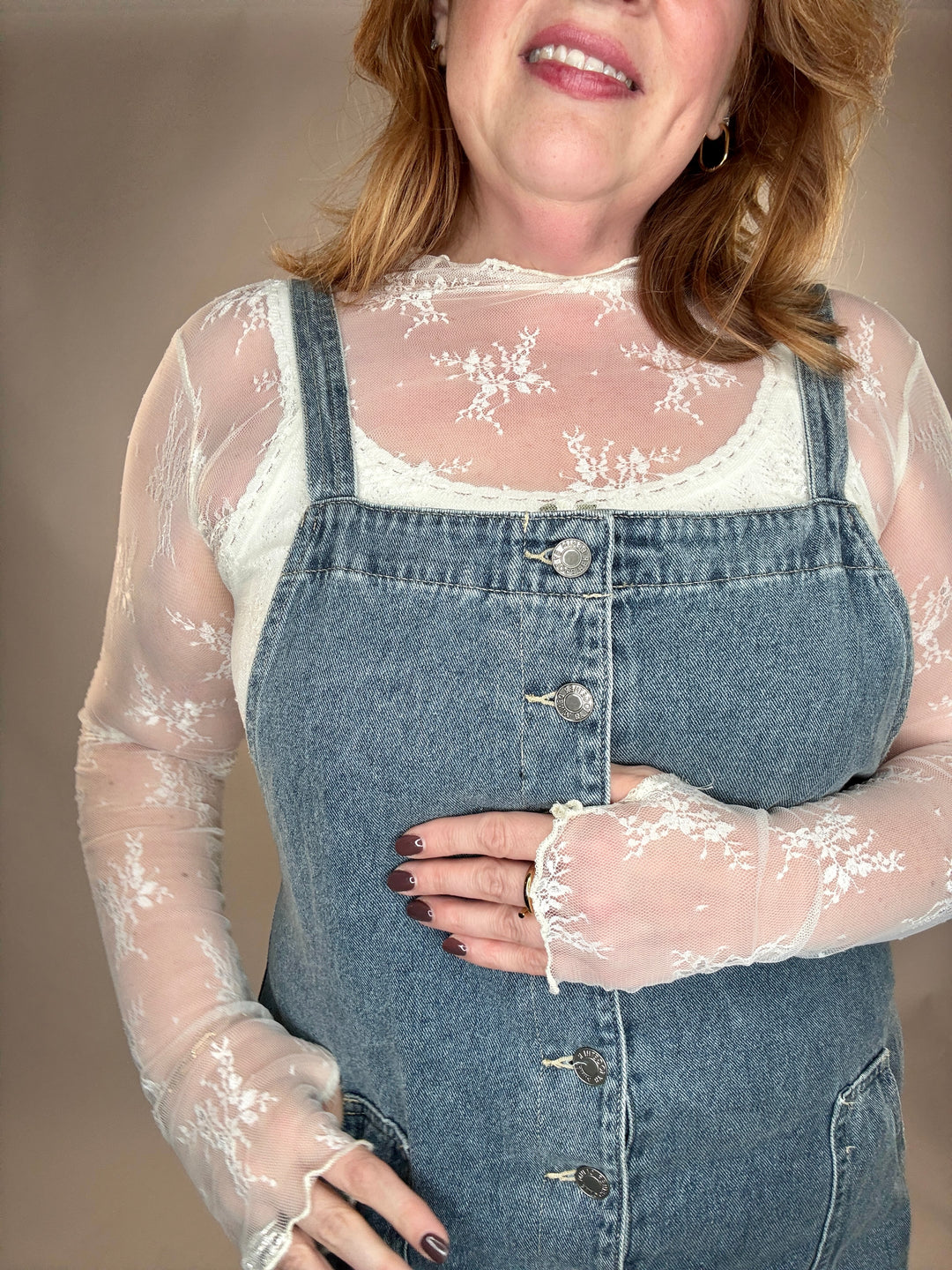 Chloe Lace Sheer Layering Top - Ivory