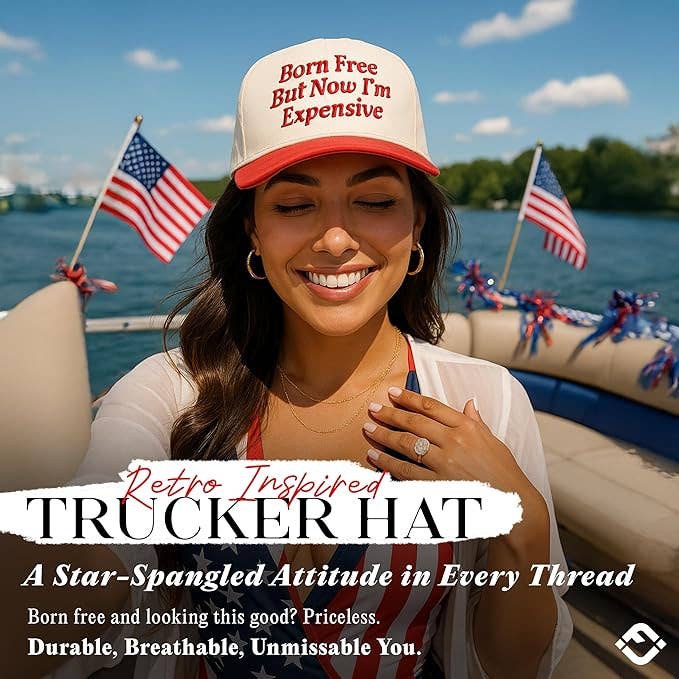 Born Free But Now I'm Expensive Hat - Red/Beige