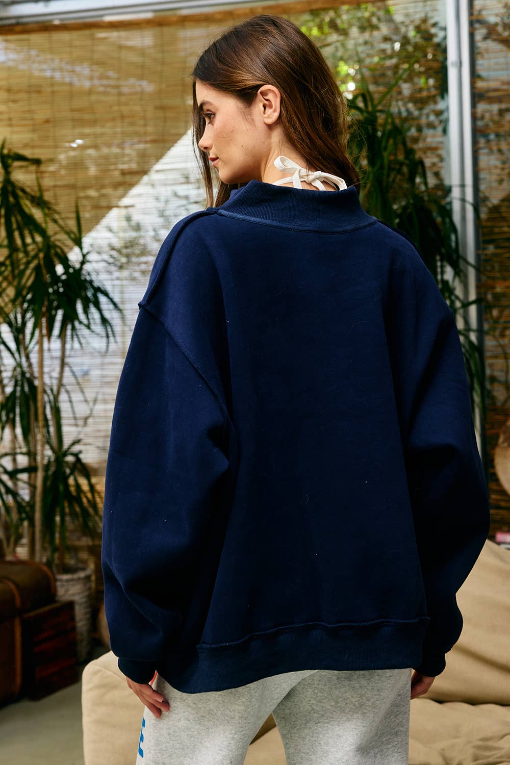 Reversible Homebody/Do Not Disturb Mock Neck Sweatshirt