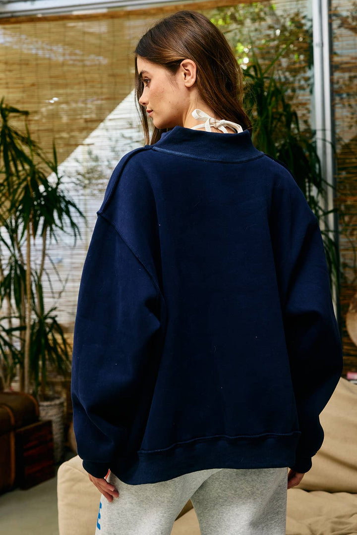 Reversible Homebody/Do Not Disturb Mock Neck Sweatshirt