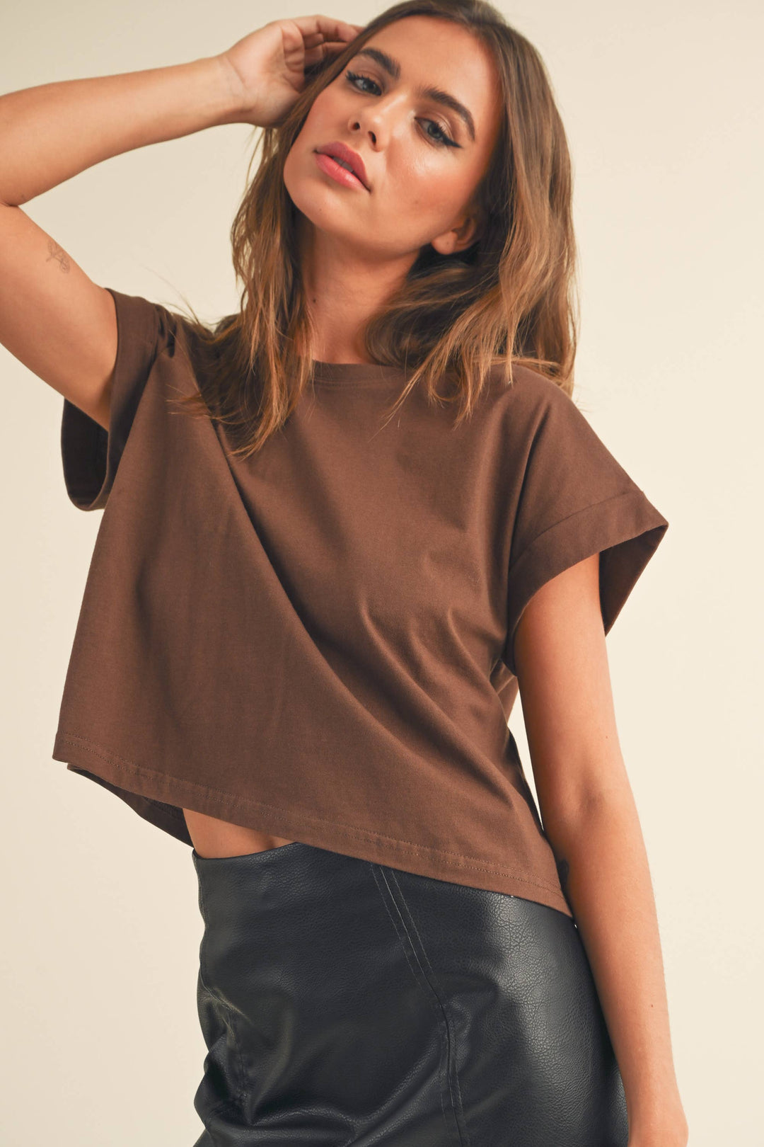 Crystal Cuffed Sleeve Tee