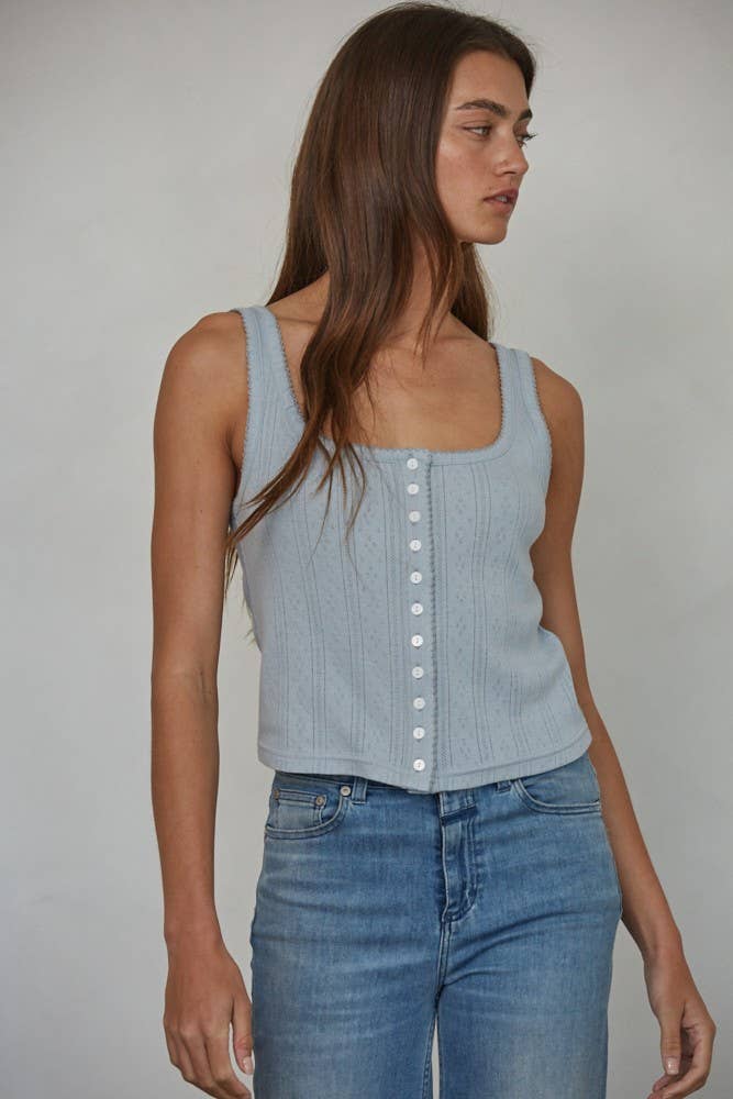 Nora Ribbed Lace Trim Tank