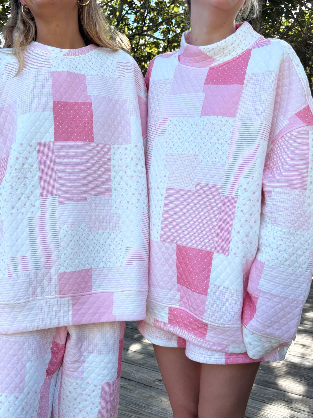 Quilted Margo Patchwork Mockneck Sweatshirt