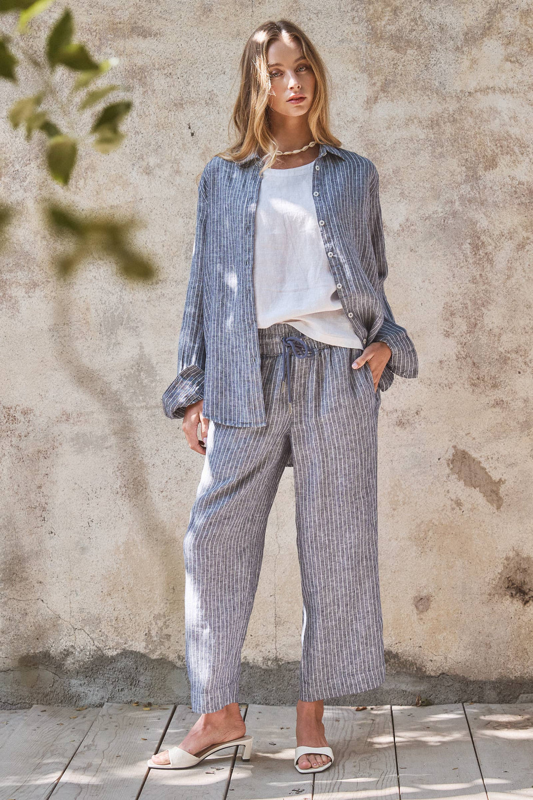 Superior Linen Wide-Leg Drawstring Pants