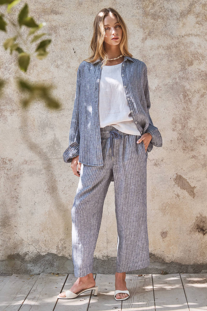 Superior Linen Wide-Leg Drawstring Pants