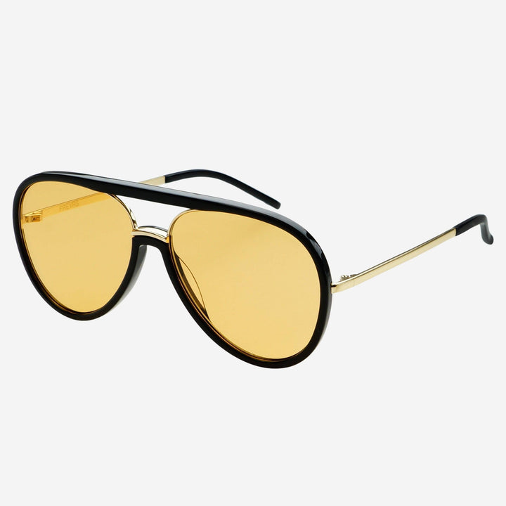 FREYRS Eyewear - Shay (NEW) Unisex Aviator Sunglasses: Black / Soft Amber