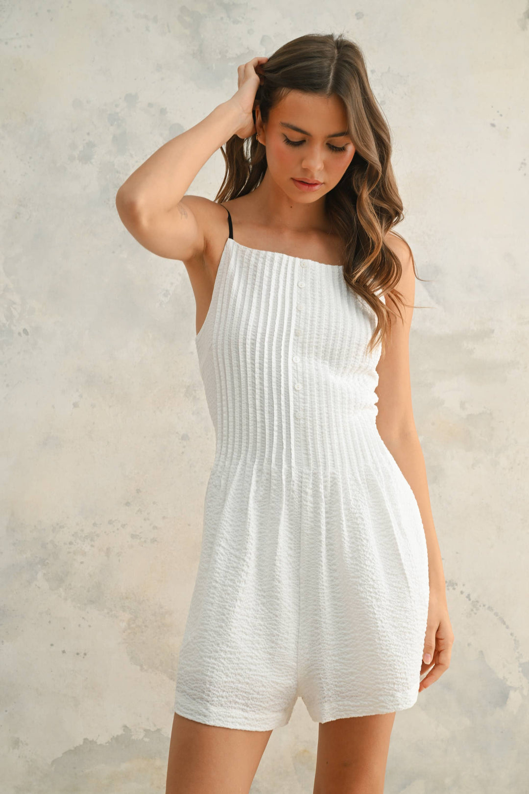 Kathryn White Crinkle Romper