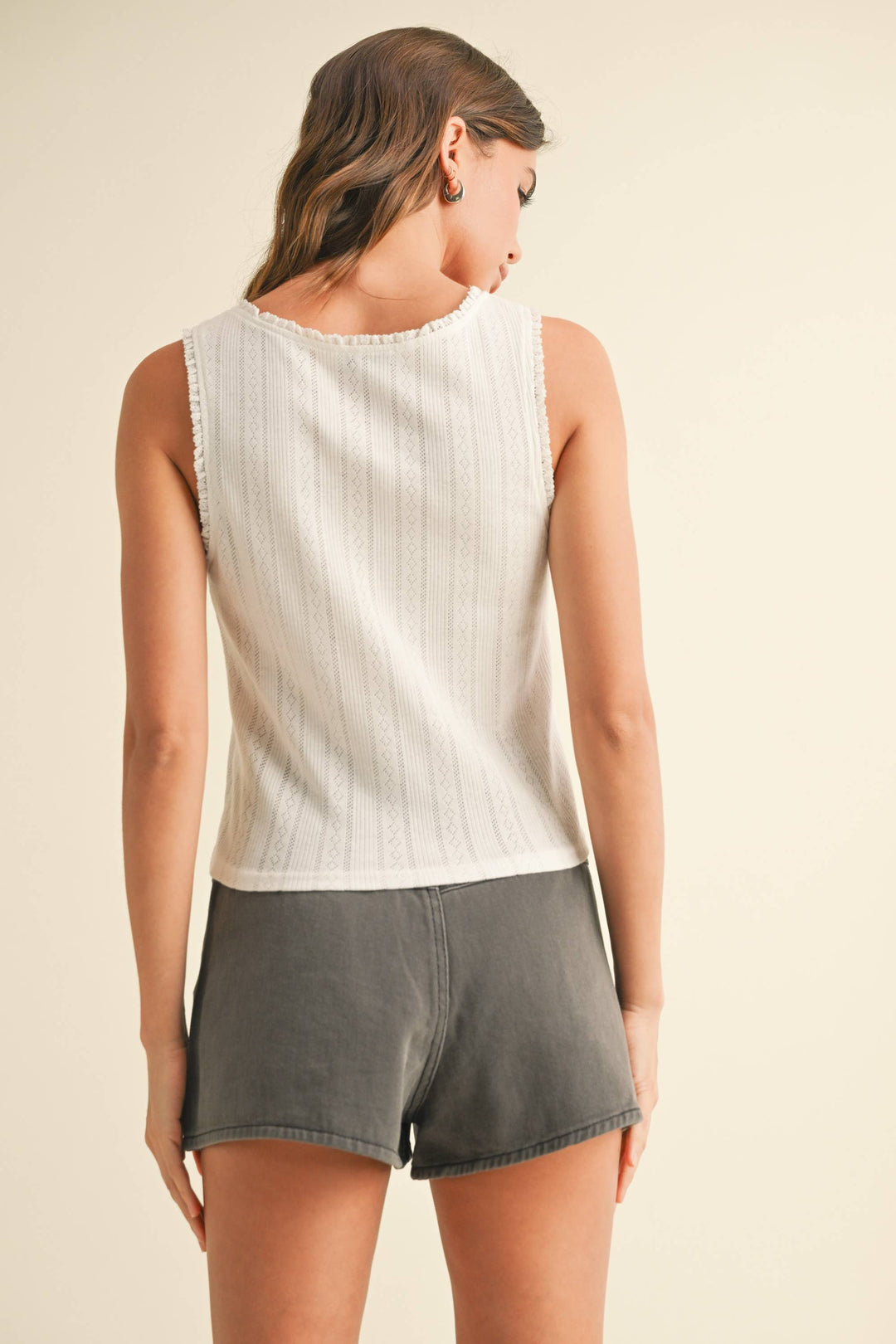 Cameron Pointelle Mini Ruffle Tank