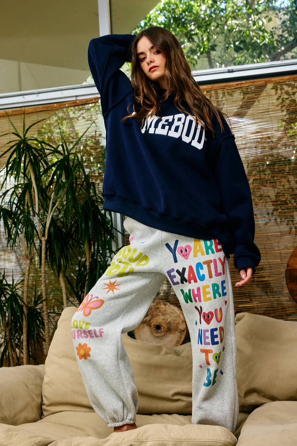 Reversible Homebody/Do Not Disturb Mock Neck Sweatshirt