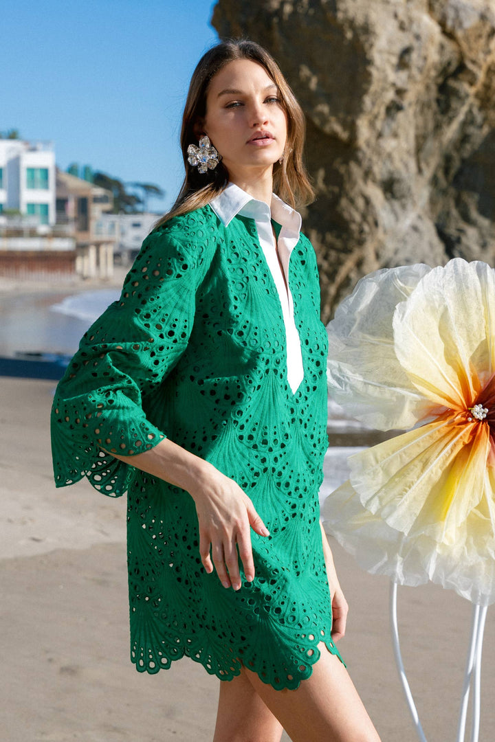 Jade Eyelet Shirt Dress