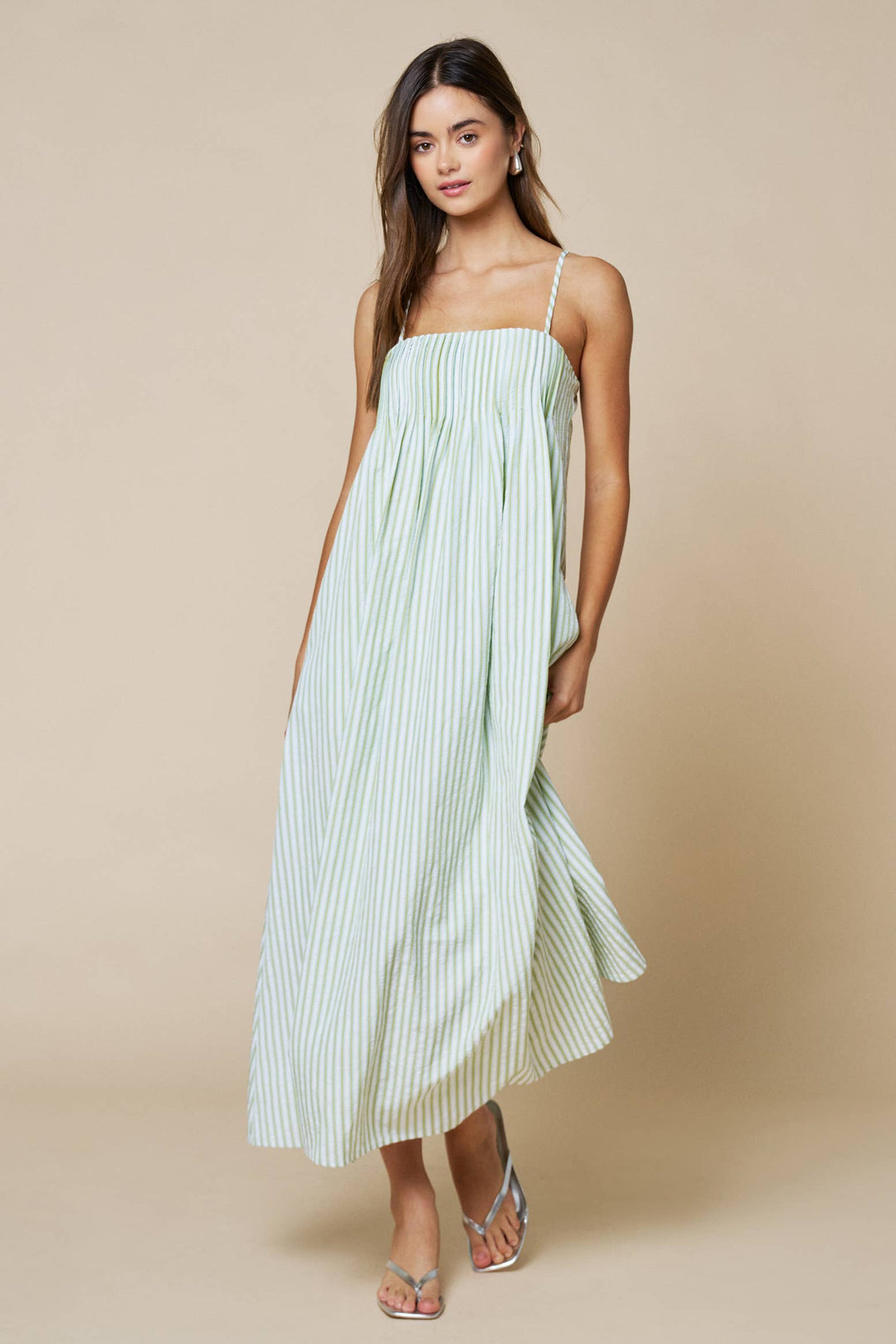 Matcha Pleated Maxi Dress
