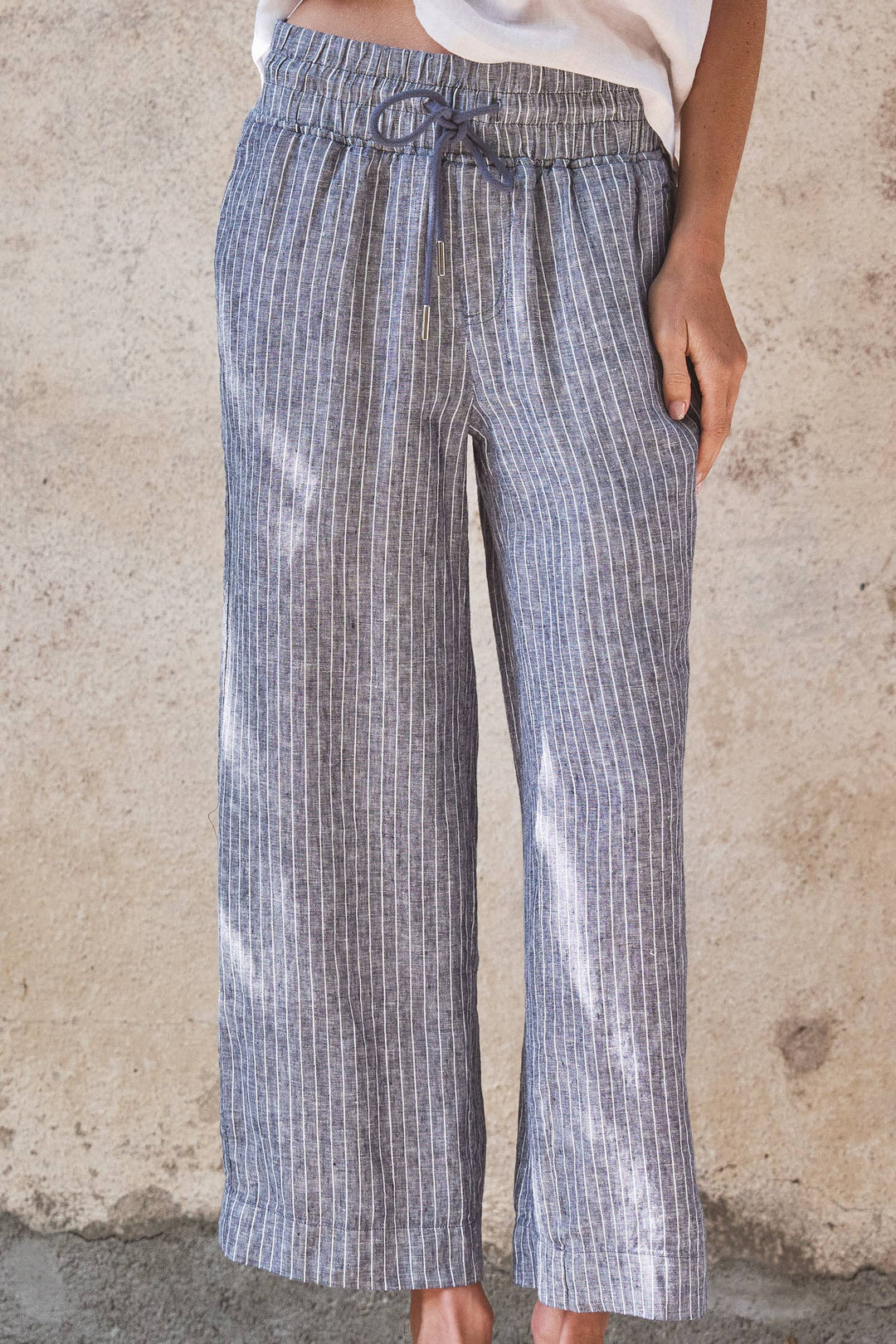 Superior Linen Wide-Leg Drawstring Pants