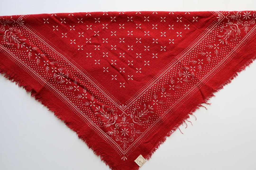 Raw Silk Bandana- Red