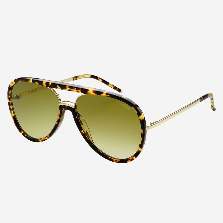 FREYRS Eyewear - Shay (NEW) Unisex Aviator Sunglasses: Tortoise / Light Green