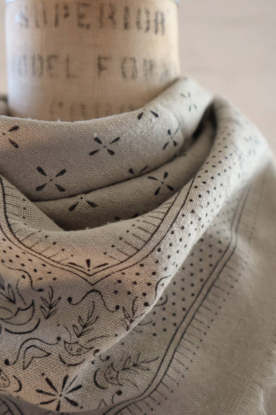 Raw Silk Bandana- Sage Grey