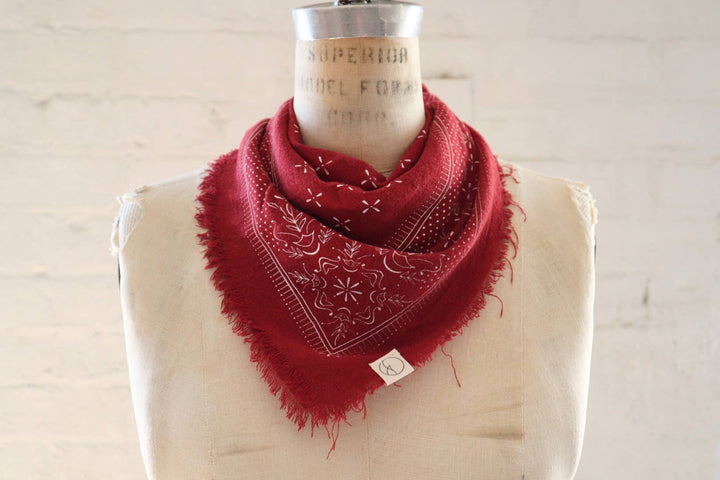 Raw Silk Bandana- Red