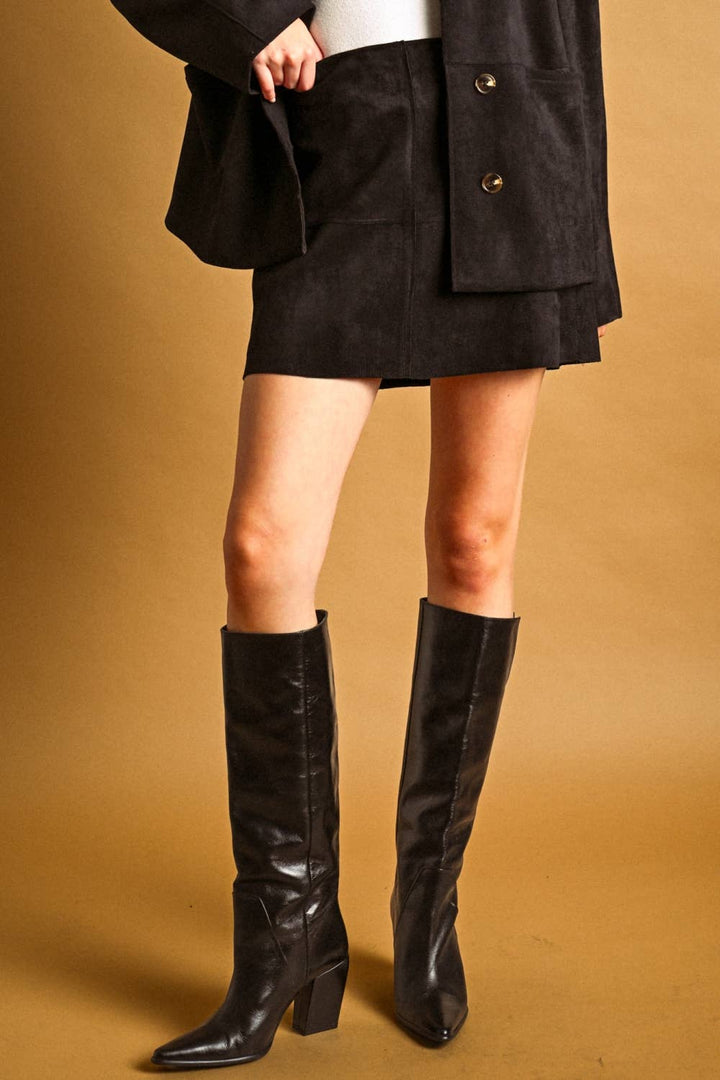 Tori Straight "Suede" Mini Skirt