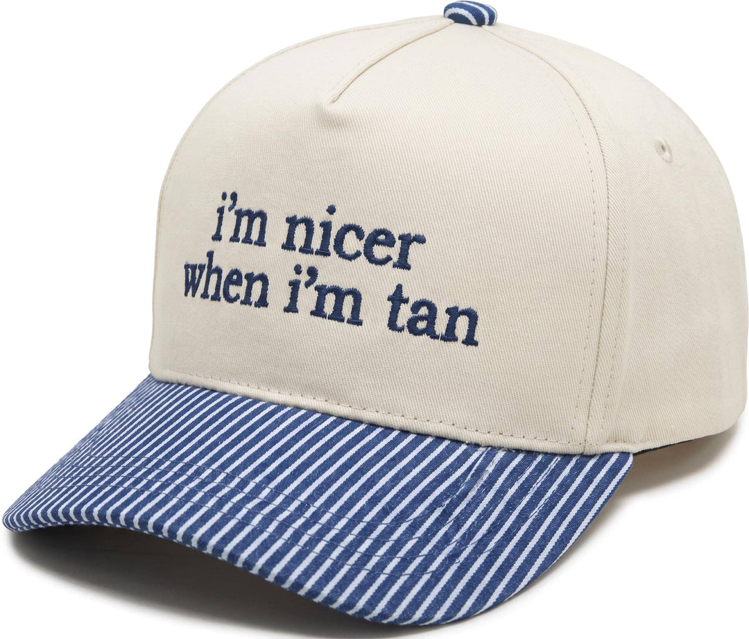 I'm Nicer When I'm Tan - Blue Pinstripe Hat