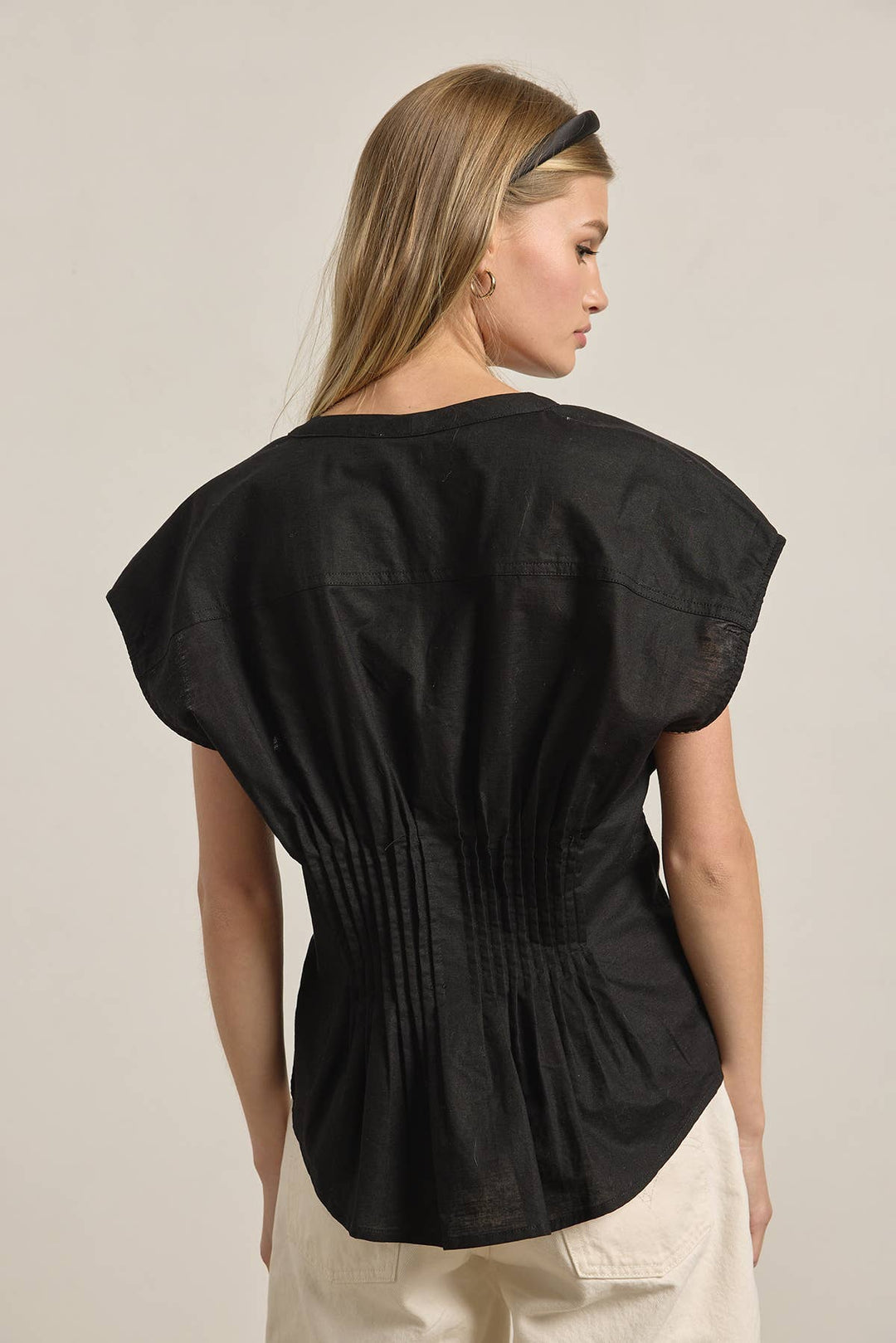 Layla Pleated Waist Cotton Blouse