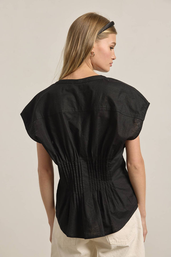 Layla Pleated Waist Cotton Blouse