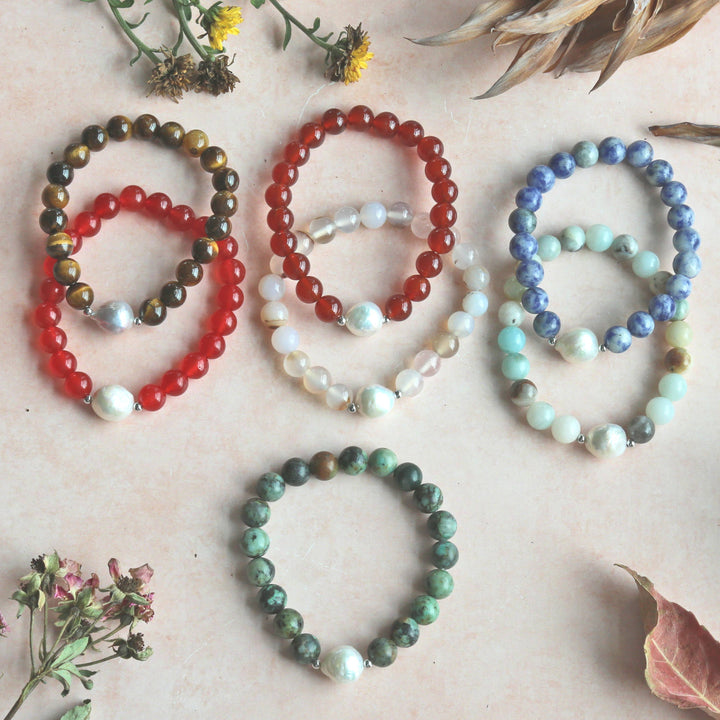 Baroque Pearl & Amazonite Stone Bracelet