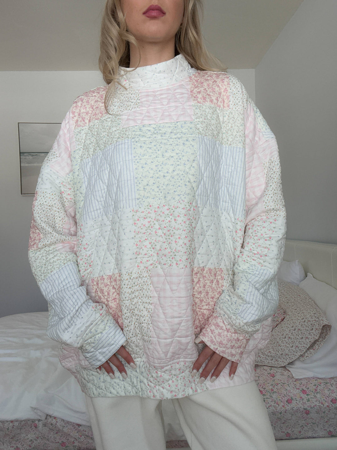 Quilted Pastel Mockneck