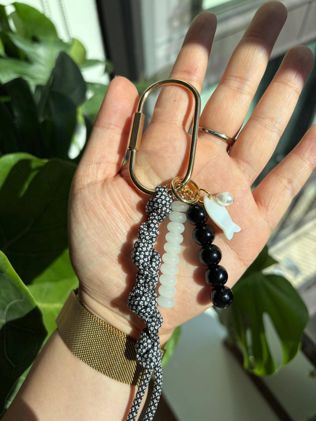 Handmade Bag Charm Keychains with Glass & Ceramic Beads