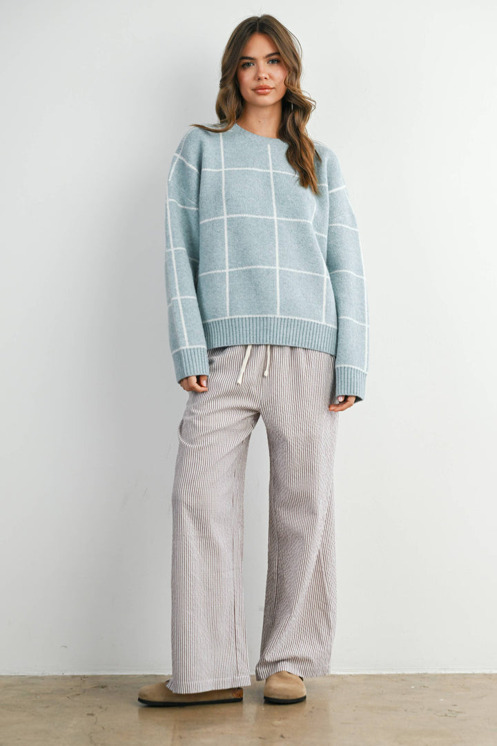 Finch Stripe Drawstring Pants - Brown