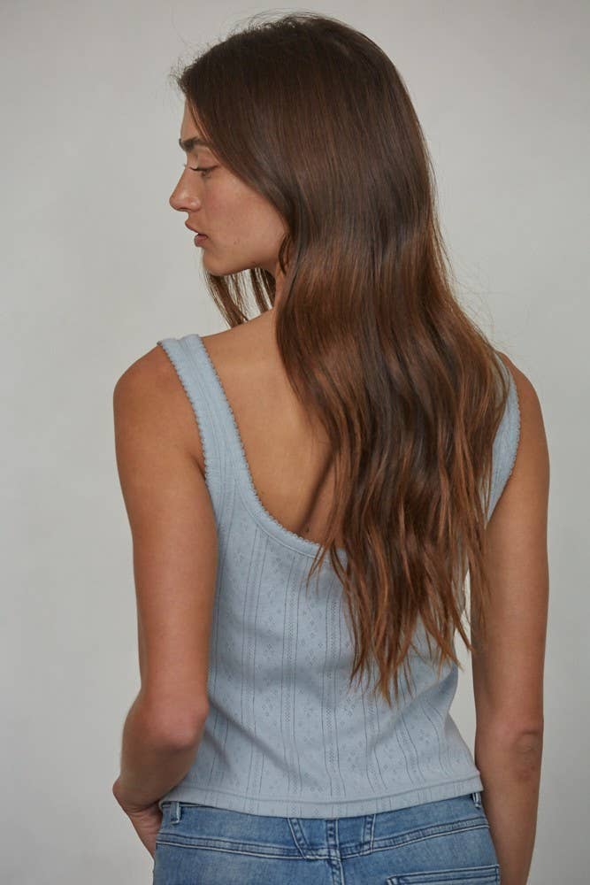 Nora Ribbed Lace Trim Tank
