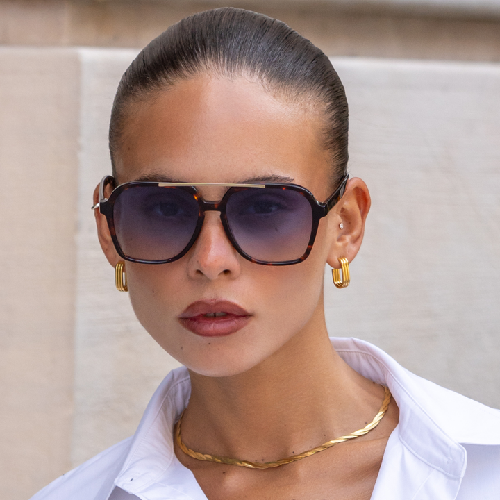 FREYRS Eyewear - Spencer Unisex Aviator Sunglasses: Tortoise / Blue