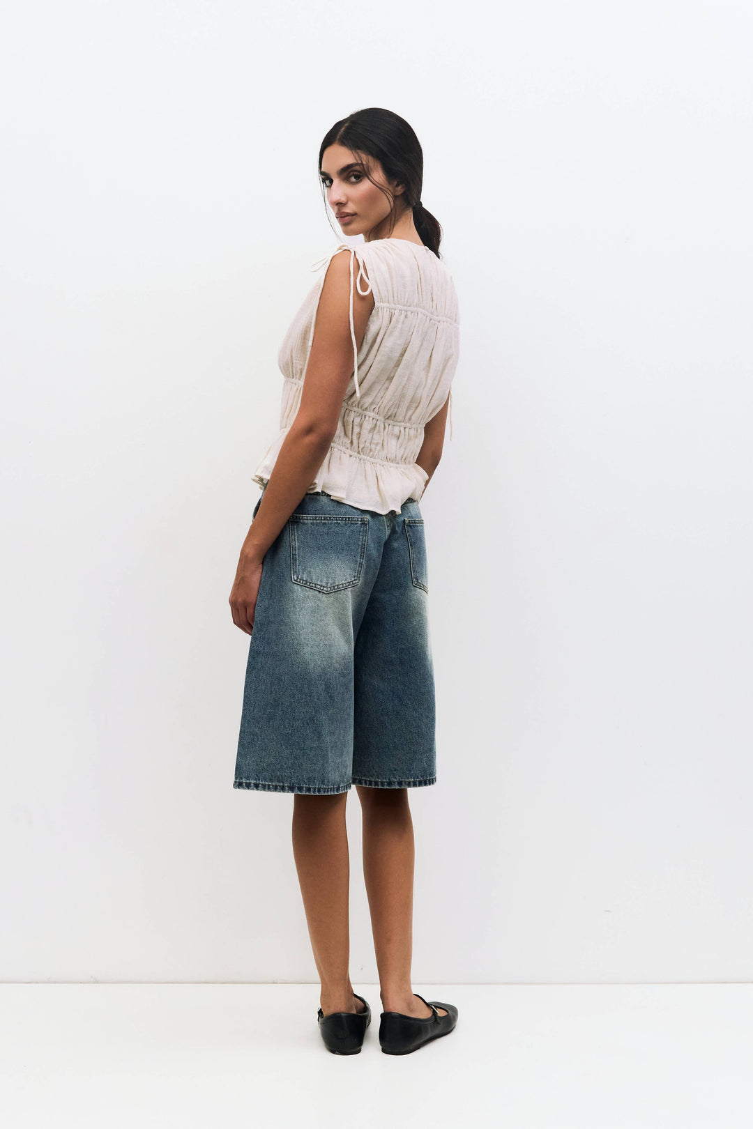 Cleo Top | Gathered Sleeveless Blouse