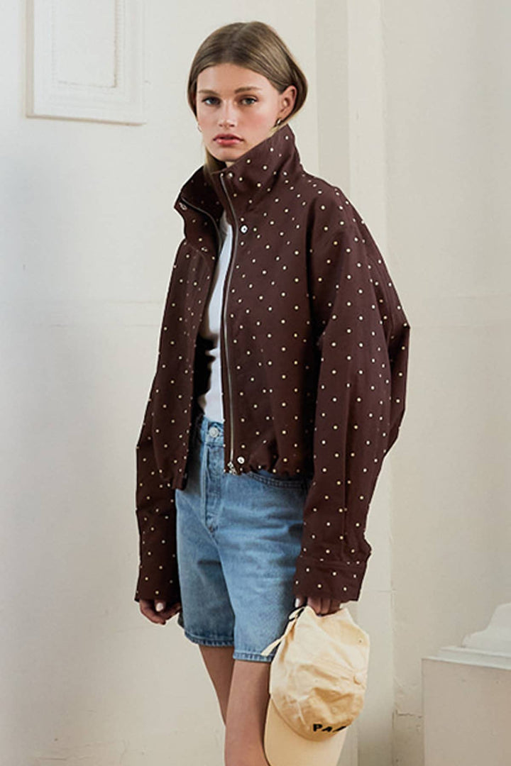 Blane Polka Dot High Neck Jacket