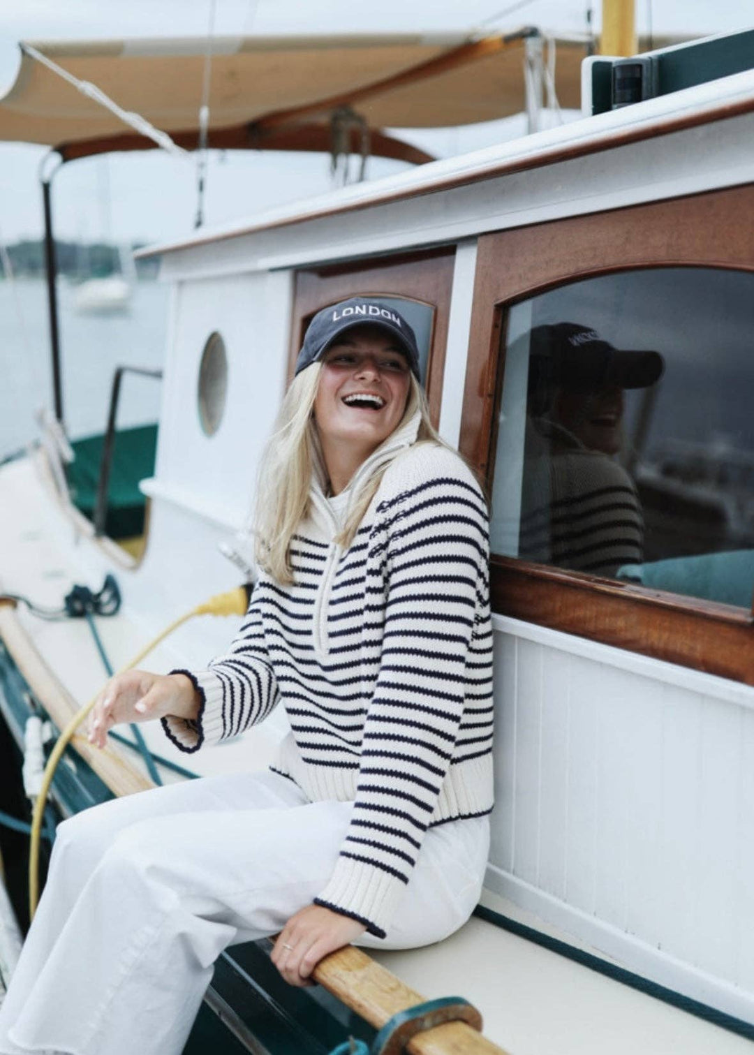 Galley Quarter Zip Sweater - Navy Stripe
