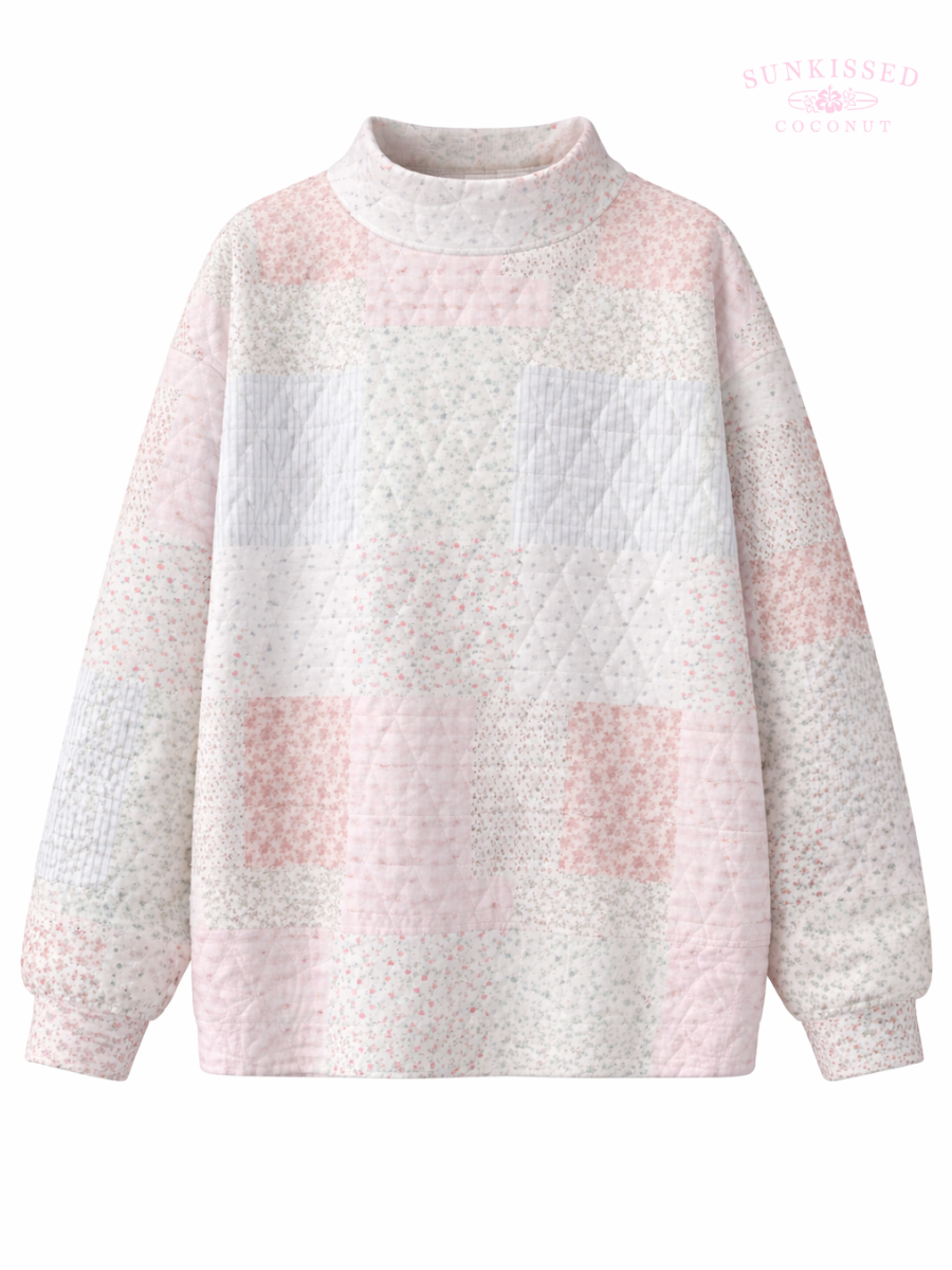 Quilted Pastel Mockneck