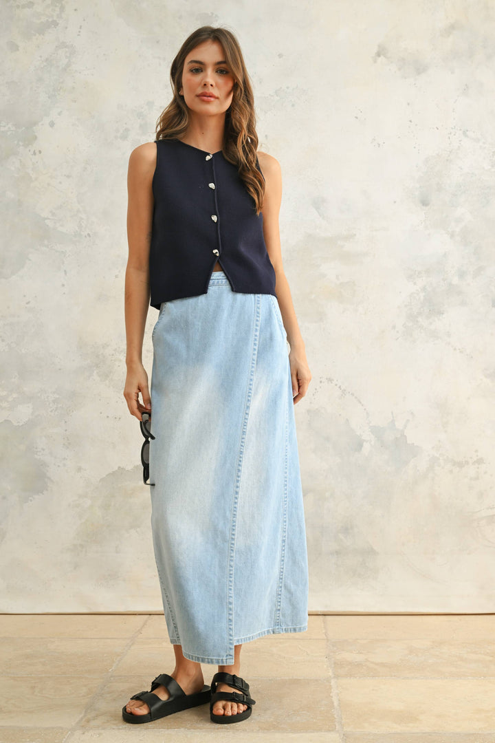 J'adore Sculpted Metal Button Knit Vest