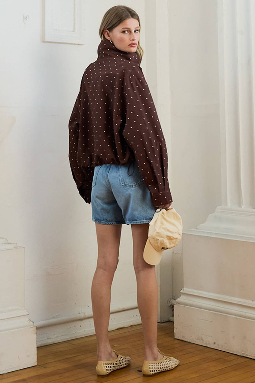 Blane Polka Dot High Neck Jacket