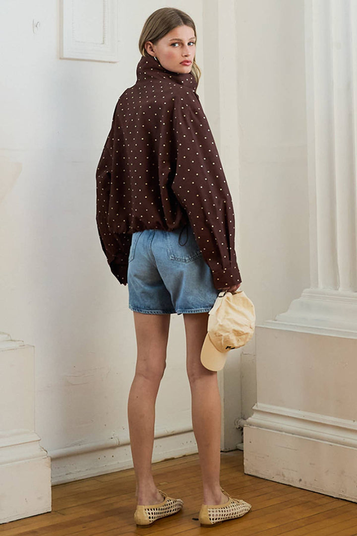 Blane Polka Dot High Neck Jacket
