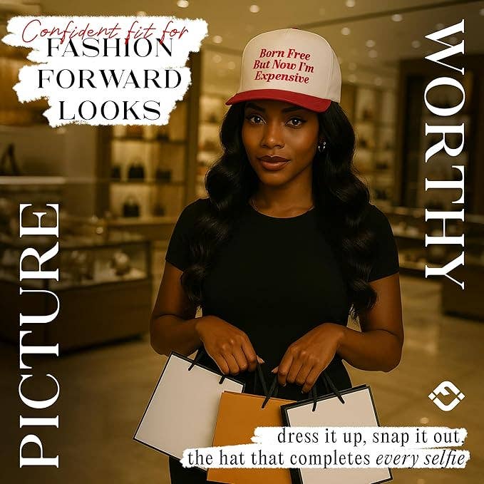 Born Free But Now I'm Expensive Hat - Red/Beige