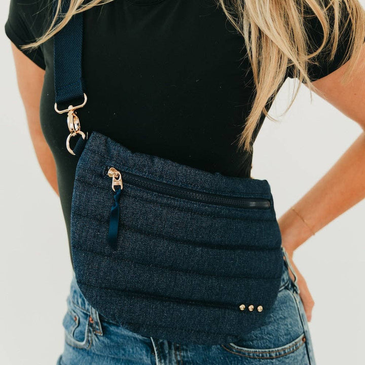 Blake Puffer Sling Bag- Dark Denim