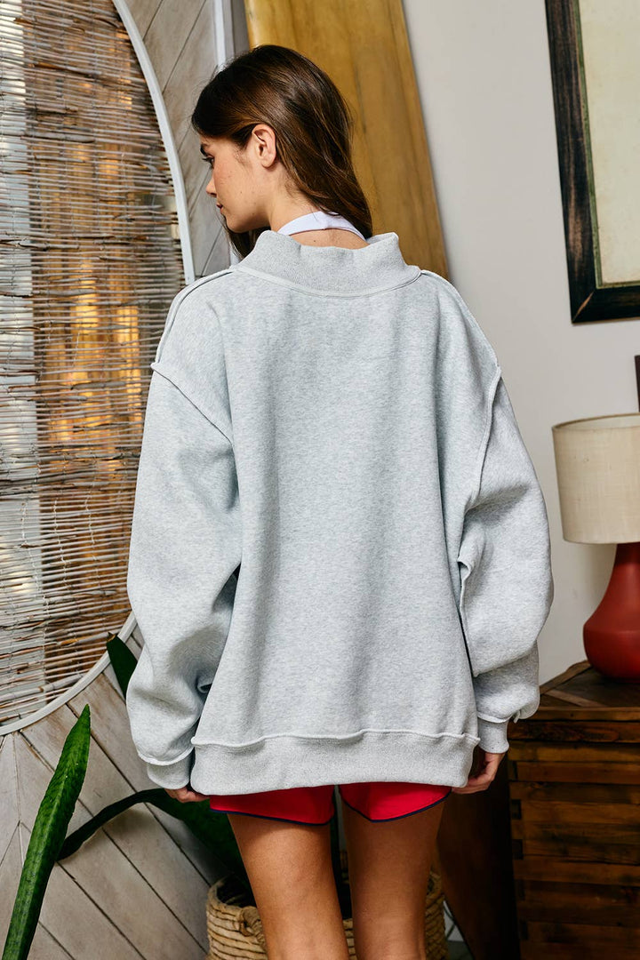 Reversible Gingham USA Map/USA Reversible Mockneck Sweatshirt