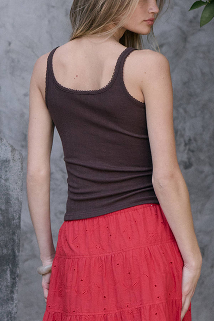 Marina Pointelle Button Front Tank
