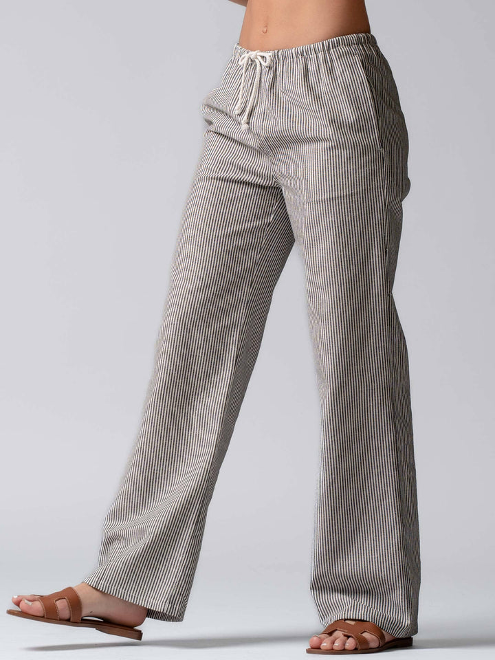 Sarina Pinstripe Drawstring Wide Leg Lounge Pants