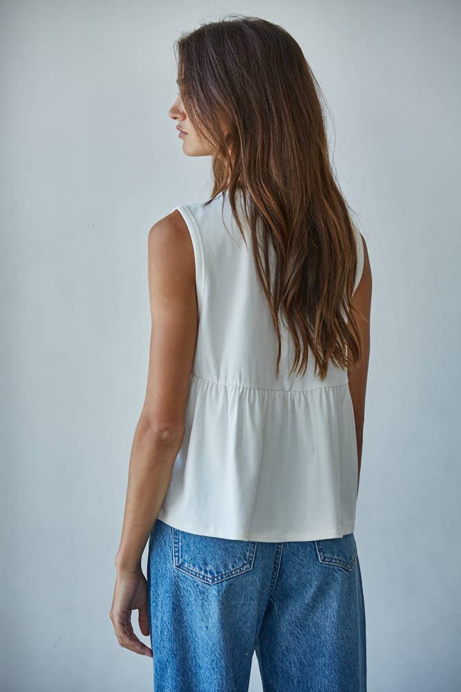 Chloe Jersey Pleated Front Tank