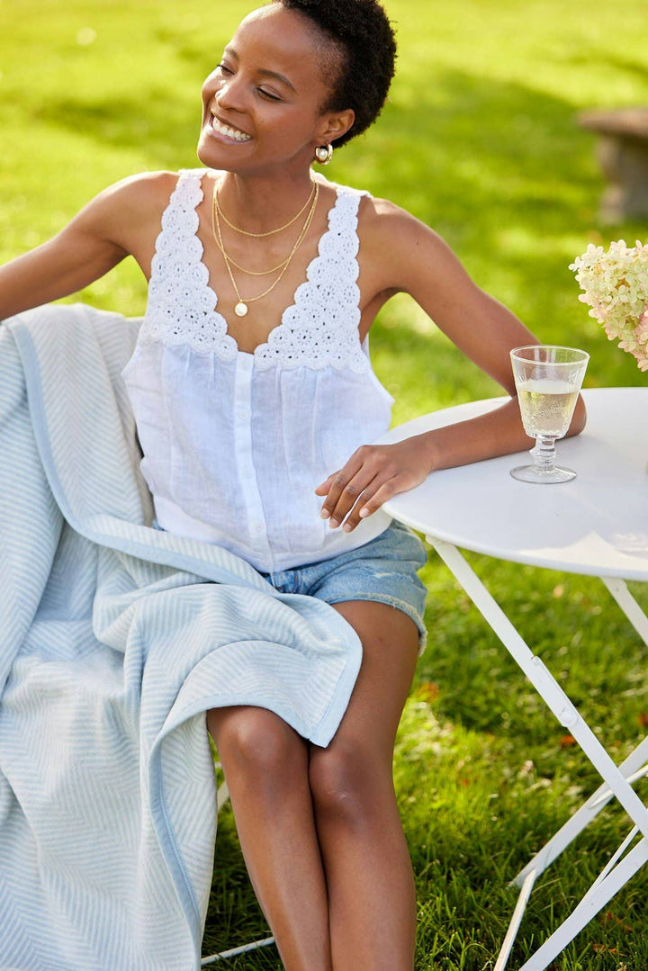 ChappyWrap - Harborview Herringbone Sky Blanket