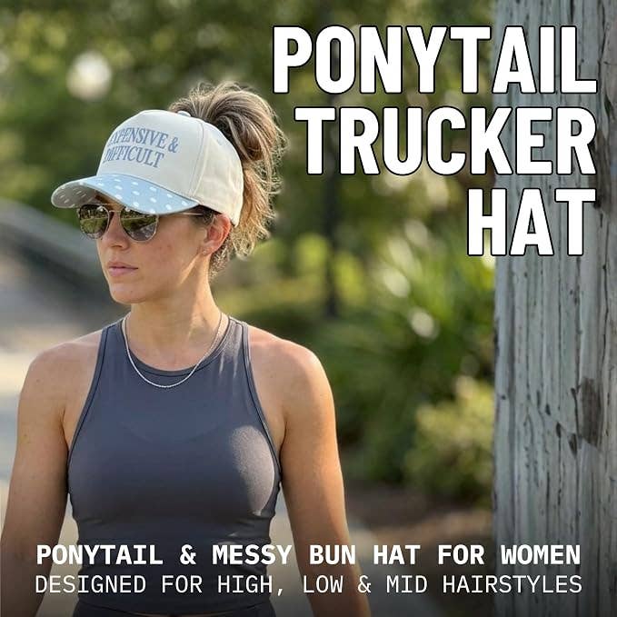 Polka Dot Expensive & Difficult Ponytail Hat